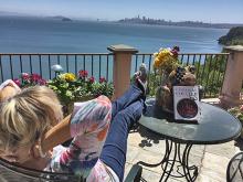 Catherine on balcony